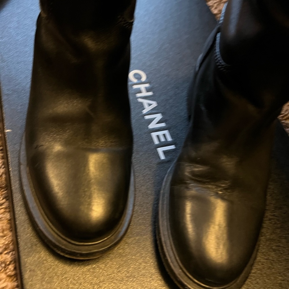 Chanel High Boots Calfskin BLK 38.5